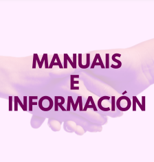 Na imaxe mostrase dúas mans chocando e indica o texto "Manuais e información"